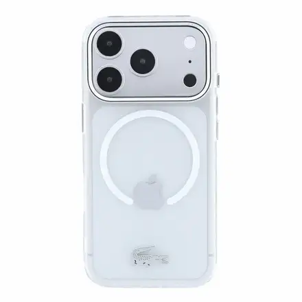 Lacoste IML Frosted Petit Pique Metal Logo MagSafe kryt iPhone 18 Pro priehľadný