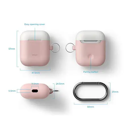 Elago Airpods Silicone Duo Hang Case - Pink/ White, Pastel Blue