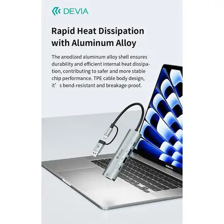 Devia USB-C Hub Pro 5 in 1 EC701 - Deep Gray