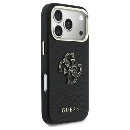 Guess PU Resin Logo kryt iPhone 17 Pro Max čierny