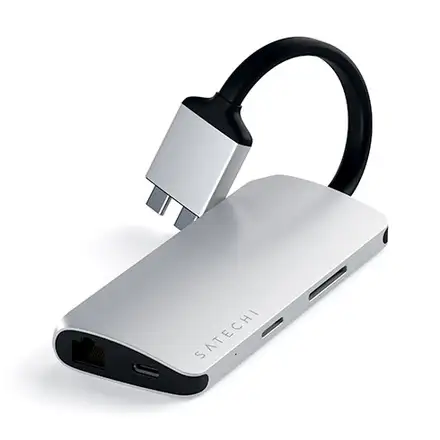 Satechi USB-C Dual Multimedia adapter - Silver Aluminium