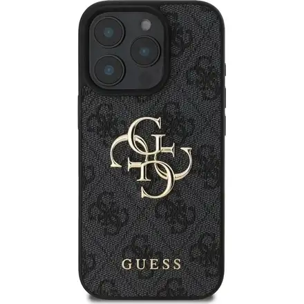 Guess PU 4G Metal Logo kryt iPhone 16 Pro šedý