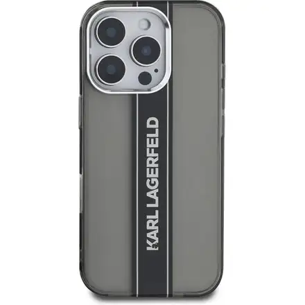 Karl Lagerfeld IML Stripe Logo kryt iPhone 16 Pro čierny