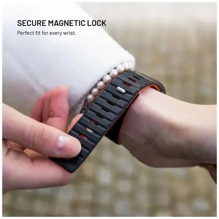 FIXED Silicone Magnetic Strap pre Apple Watch 42/44/45/49mm, čierny