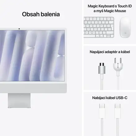 iMac 24" 4.5K Nanotextura Apple M4 10C CPU 10C GPU 16GB 256GB Strieborný SK