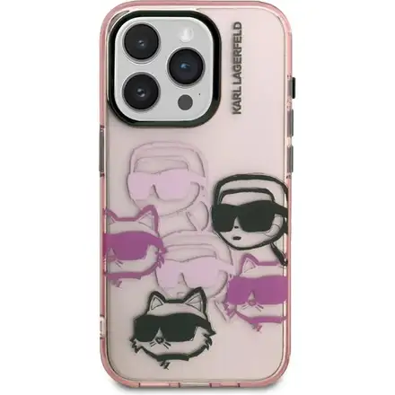 Karl Lagerfeld IML Multi K&CH Heads kryt iPhone 15 Pro ružový