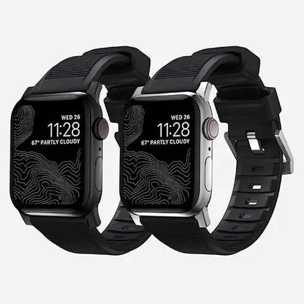 Nomad remienok Rugged Strap pre Apple Watch 44/45/49mm - Black/Silver Hardware