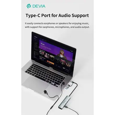 Devia USB-C Hub Pro 5 in 1 EC701 - Deep Gray