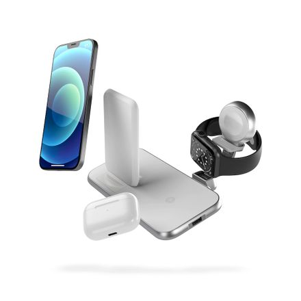 ZENS Aluminium 4 in 1 Stand Wireless Charger with 45W USB PD White *Poškodený obal*