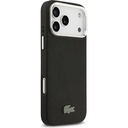 Lacoste Iconic Petit Pique Camera Stand MagSafe kryt iPhone 17 Pro čierny