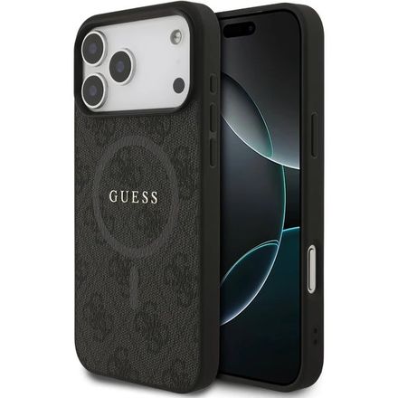 Guess PU Leather 4G Colored Ring MagSafe kryt iPhone 17 Pro Max čierny