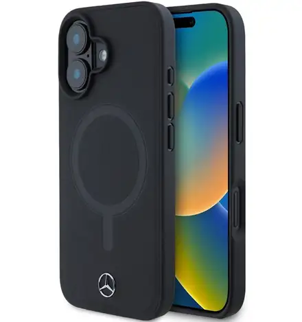 Mercedes Smooth Leather MagSafe Zadný Kryt pre iPhone 16 Plus čierny