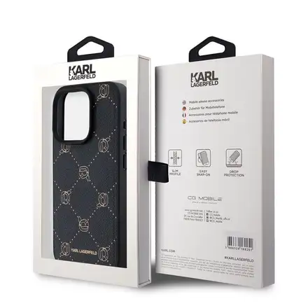 Karl Lagerfeld PU Karl Heads Pattern Magsafe kryt iPhone 15 Pro Max čierny
