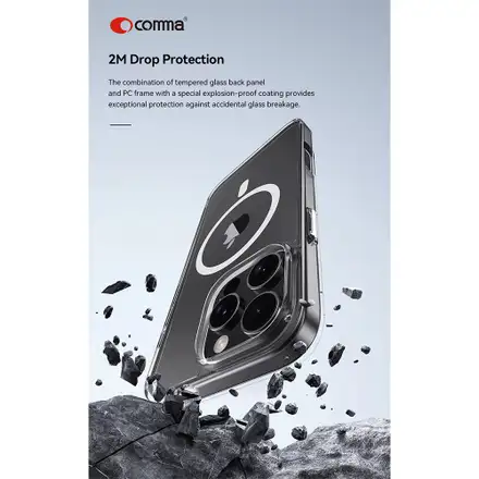 Comma kryt Glass Series Magnetic Case pre iPhone 16 Pro Max - Clear