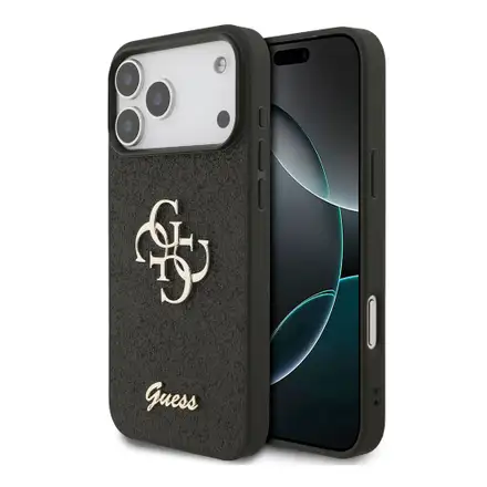 Guess PU Fixed Glitter 4G Metal Logo kryt iPhone 18 Pro Max čierny