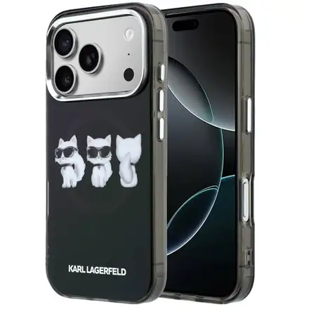 Karl Lagerfeld IML Choupette Trio Watercolor MagSafe kryt iPhone 17 Pro čierny