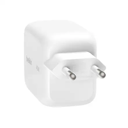 Belkin Ultra Charge USB-C GaN Wall Charger 45W + Retractabe Cable 1m - White