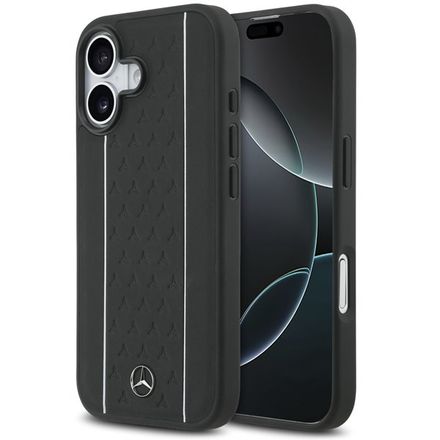 Mercedes Leather Star Pattern and Stripes MagSafe Zadný Kryt pre iPhone 17 čierny