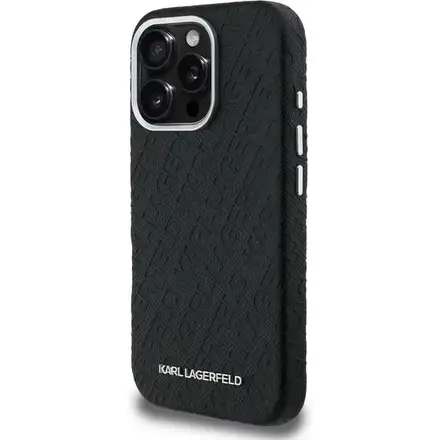 Karl Lagerfeld Grained PU Repeated Logo MagSafe kryt iPhone 16 Pro Max čierny