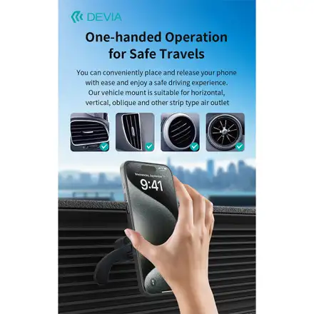 Devia držiak do auta Smart Series Magnetic Air Outlet Vehicle Bracket - Black