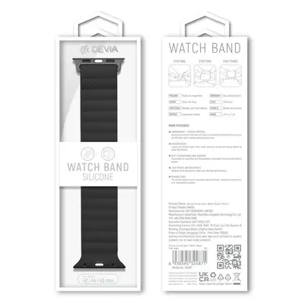 Devia remienok Deluxe Series Sport3 Silicone Magnet Band 44/45/46mm - Black