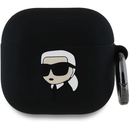 Karl Lagerfeld 3D Logo NFT Karl Head Silikonové Púzdro pre AirPods 4 čierne