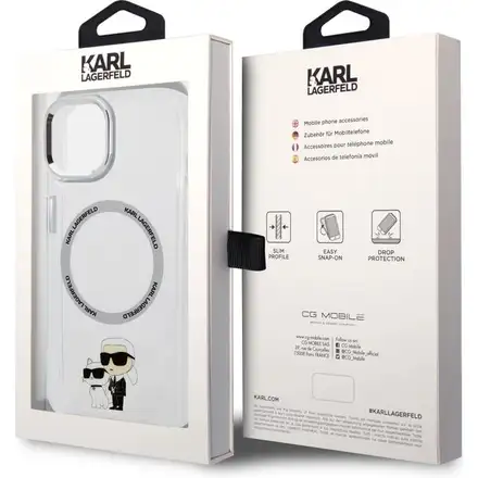 Karl Lagerfeld IML Karl and Choupette MagSafe kryt iPhone 15 priehľadný