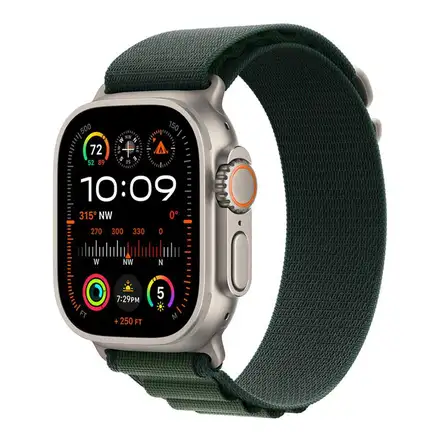 Apple Watch 49mm Dark Green Alpine Loop - Small - Natural Titanium Finish