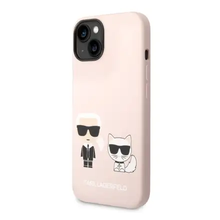Karl Lagerfeld MagSafe Liquid Silicone Karl and Choupette kryt iPhone 14 Plus ružový