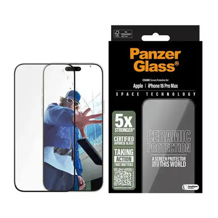 PanzerGlass ochranné sklo UWF Ceramic Protection pre iPhone 16 Pro Max - Black Frame