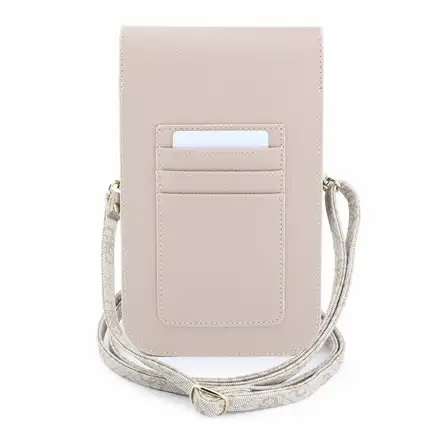 Guess PU Leather+Grained 4G Metal Logo Taška na Telefón ružová