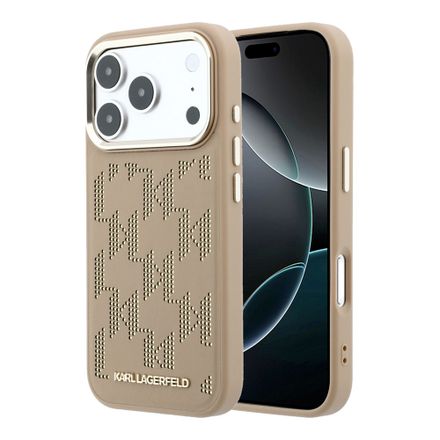 Karl Lagerfeld PU Perforated Monogram MagSafe MagSafe kryt iPhone 17 Pro Max hnedý
