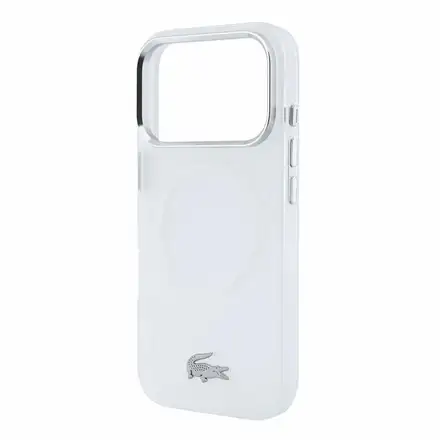 Lacoste IML Frosted Petit Pique Metal Logo MagSafe kryt iPhone 18 Pro Max priehľadný