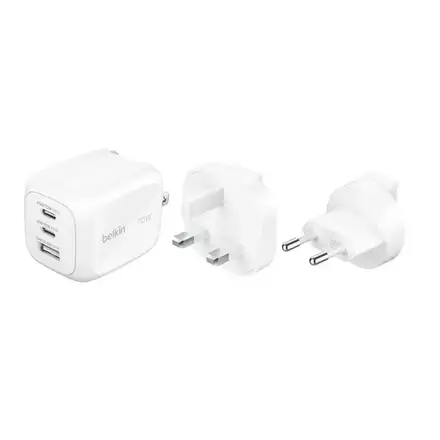 Belkin Boost Charge Pro 3 Port USB-C GaN Wall Charger 70W - White