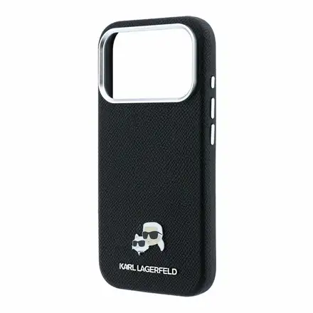 Karl Lagerfeld PU Grained Semi Wrap K&CH Heads Magsafe kryt iPhone 18 Pro čierny