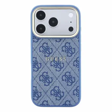Guess PU Leather 4G Gold Frame Embossed MagSafe kryt iPhone 18 Pro Max modrý