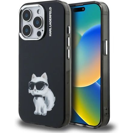 Karl Lagerfeld IML Aquarelle Choupette kryt iPhone 15 Pro čierny