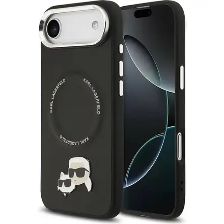 Karl Lagerfeld PU Karl and Choupette Heads Pins MagSafe kryt iPhone Air čierny