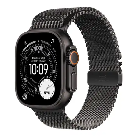 Apple Watch Ultra 3 GPS + Cellular 49mm Čierny titán s čiernym titánovým milánskym ťahom - S *Rozbalený*