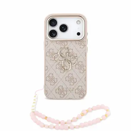 Guess PU 4G Metal Logo Strap kryt iPhone 18 Pro ružový