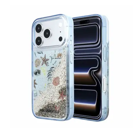 Karl Lagerfeld Liquid Glitter Beach kryt iPhone 18 Pro modrý