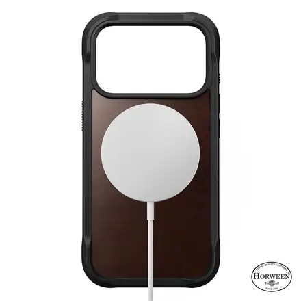 Nomad kryt Rugged Leather Case Magsafe Horween pre iPhone 17 Pro - Rustic Brown