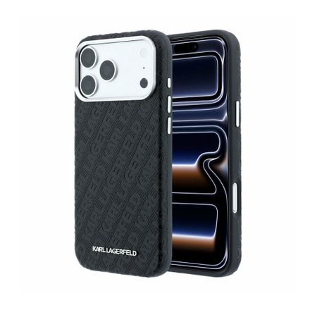 Karl Lagerfeld PU Grained Allover Semi Wrap Magsafe kryt iPhone 18 Pro čierna