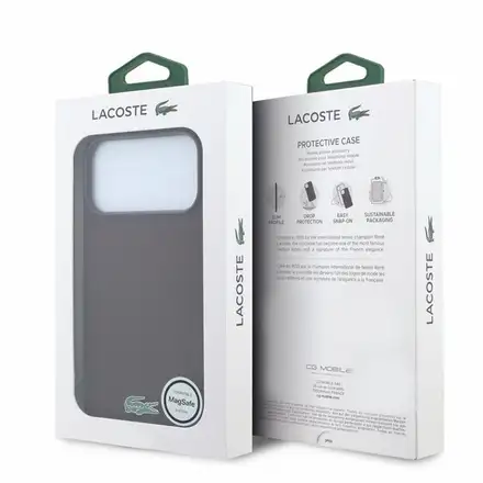 Lacoste PVC Iconic Petit Pique Metal Logo MagSafe kryt iPhone 18 Pro Max tmavo červený