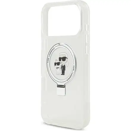 Karl Lagerfeld Ringstand Karl and Choupette MagSafe kryt iPhone 17 Pro Max biely