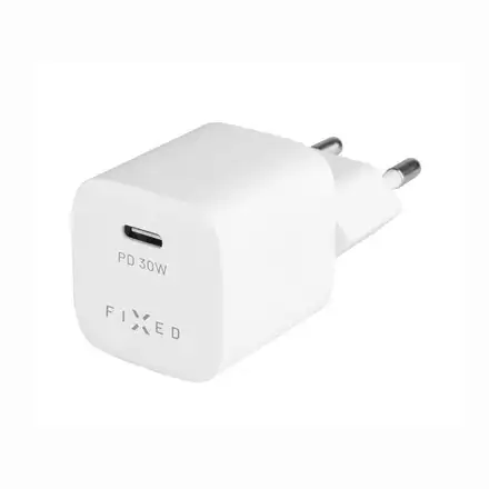 FIXED Mini Sieťová nabíjačka s USB-C výstupom a podporou PD, 30W, biela