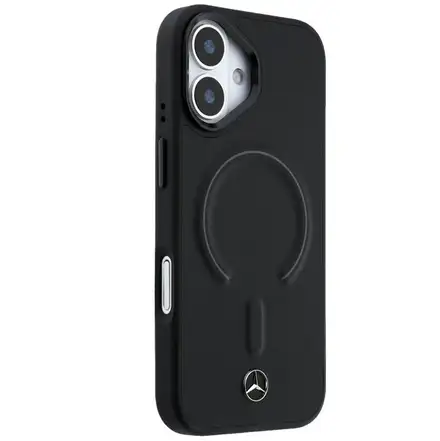 Mercedes PU Leather 3D MagSafe Zadný Kryt pre iPhone 17 čierny