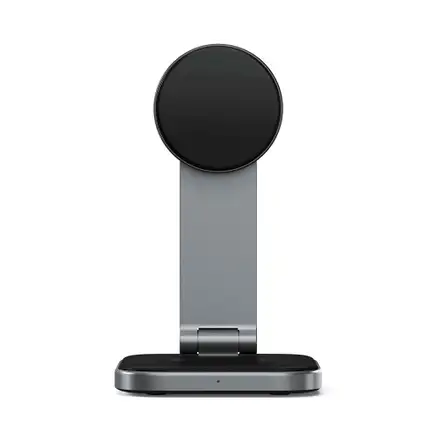 Satechi 2-in-1 Foldable Qi2 Wireless Charging Stand - Space Gray