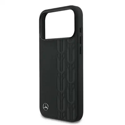 Mercedes Leather Laurel Leaves MagSafe Zadný Kryt pre iPhone 17 Pro Max čierny