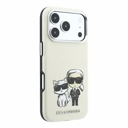 Karl Lagerfeld PU Semi Wrap Smooth Sketch Bodies Magsafe kryt iPhone 18 Pro bežový